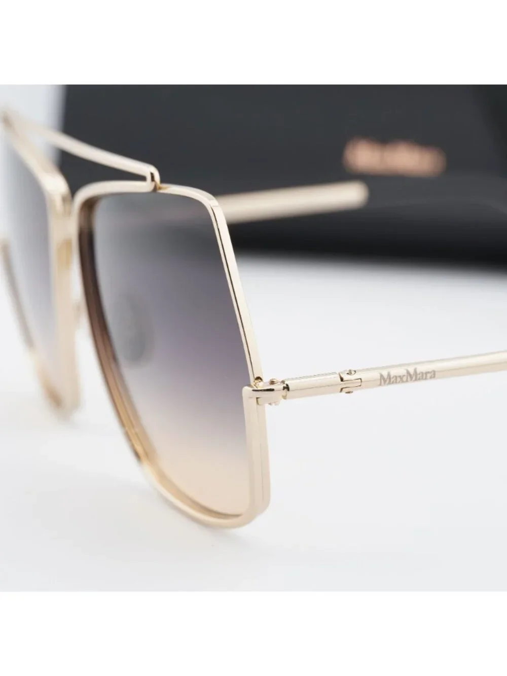 Max Mara MM0102 32B Butterfly Sunglasses - Gold / Smoke Gradient